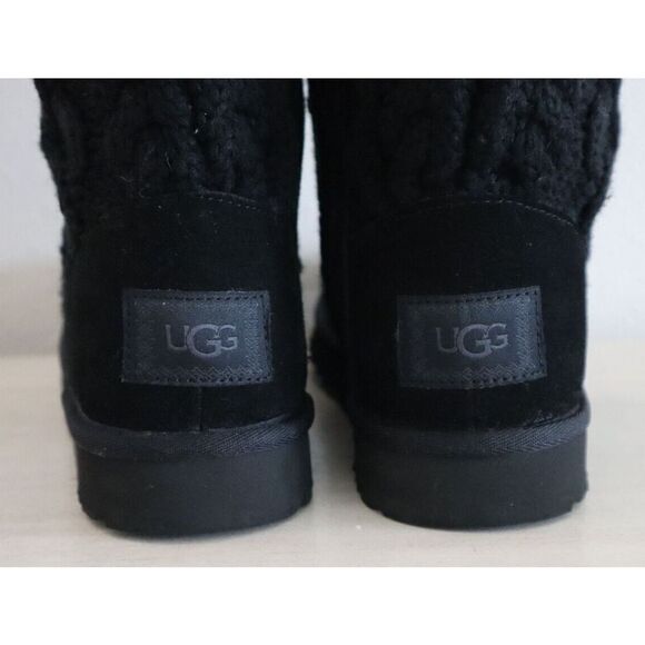UGG 1146010 Women's Sz 6 Black Classic Cardi Cable-Knit Pull On Boots - Picture 6 of 16